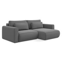 ECKSOFA mit Schlaffunktion Samt Stoff Grau - Schwarz/Grau, Kunststoff/Textil (240/149cm) - Makamii
