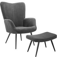 SESSEL Hygge,72 x 76 x 100,5 cm,Breitcord anthrazit/schwarz - Anthrazit/Schwarz, Kunststoff (72/100.5/76cm) - tectake