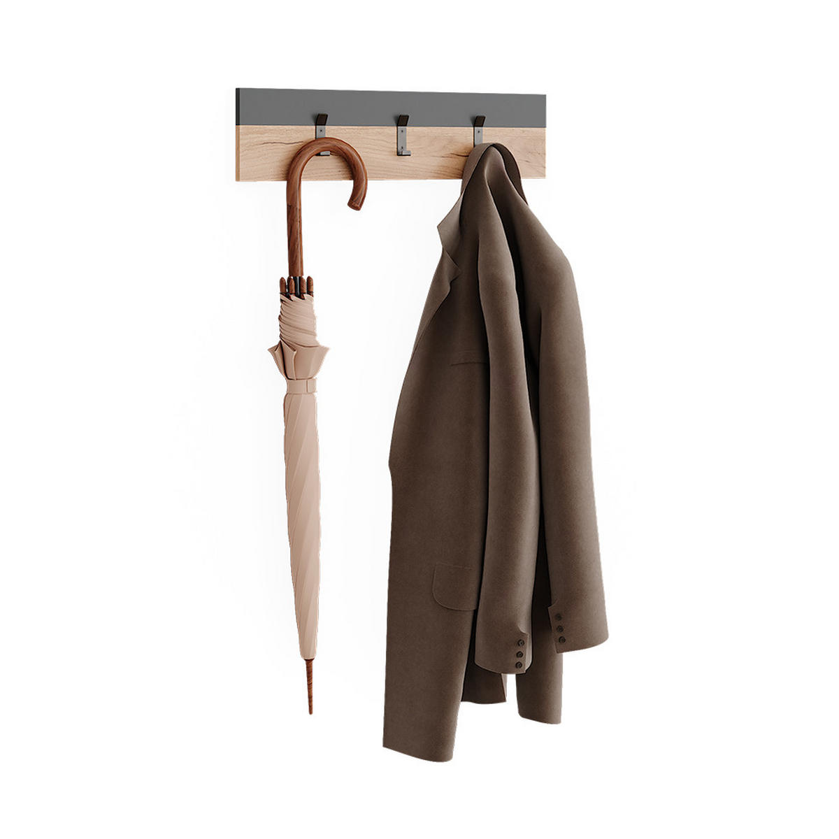 WANDGARDEROBE Orlando Anthrazit/Goldkraft Eiche 60 x 15 cm - Honigeiche/Anthrazit, Holzwerkstoff (60/15/1.6cm) - Vicco