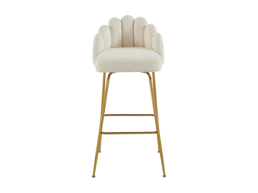 BARHOCKER 2er-Set - Bouclé-Stoff & goldfarbenes Metall - Cremefarben - ALTINAM - Creme, Textil (52.5/101/52cm) - Pascal Morabito