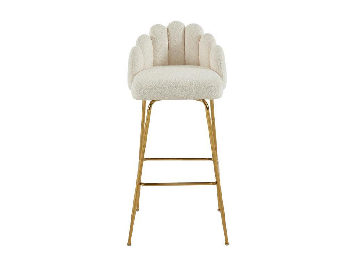 BARHOCKER 2er-Set - Bouclé-Stoff & goldfarbenes Metall - Cremefarben - ALTINAM - Creme, Textil (52.5/101/52cm) - Pascal Morabito