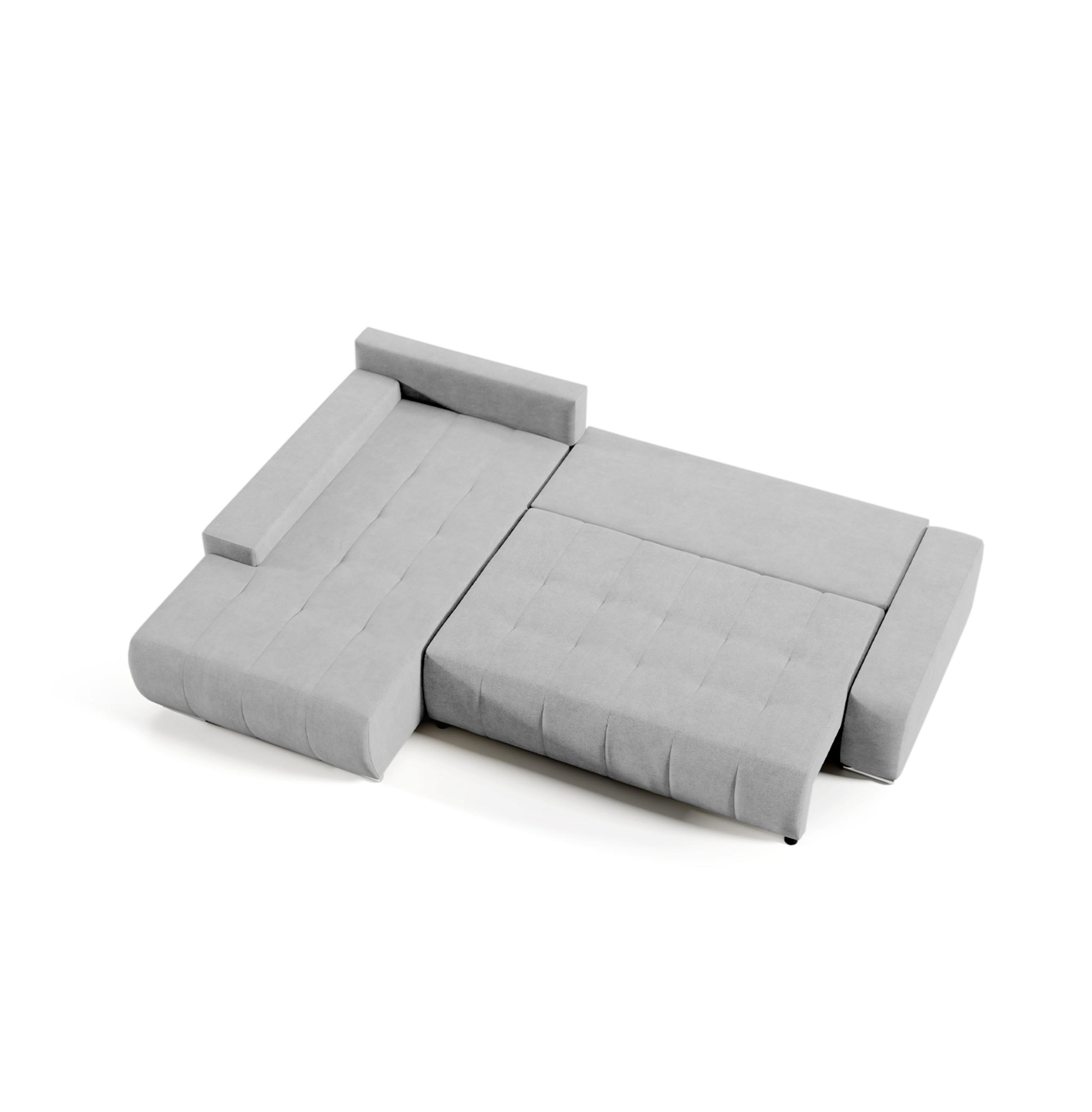 ECKSOFA mit Schlaffunktion Dhaka L, Hellgrau - Hellgrau, Textil (185/265cm) - Fedve