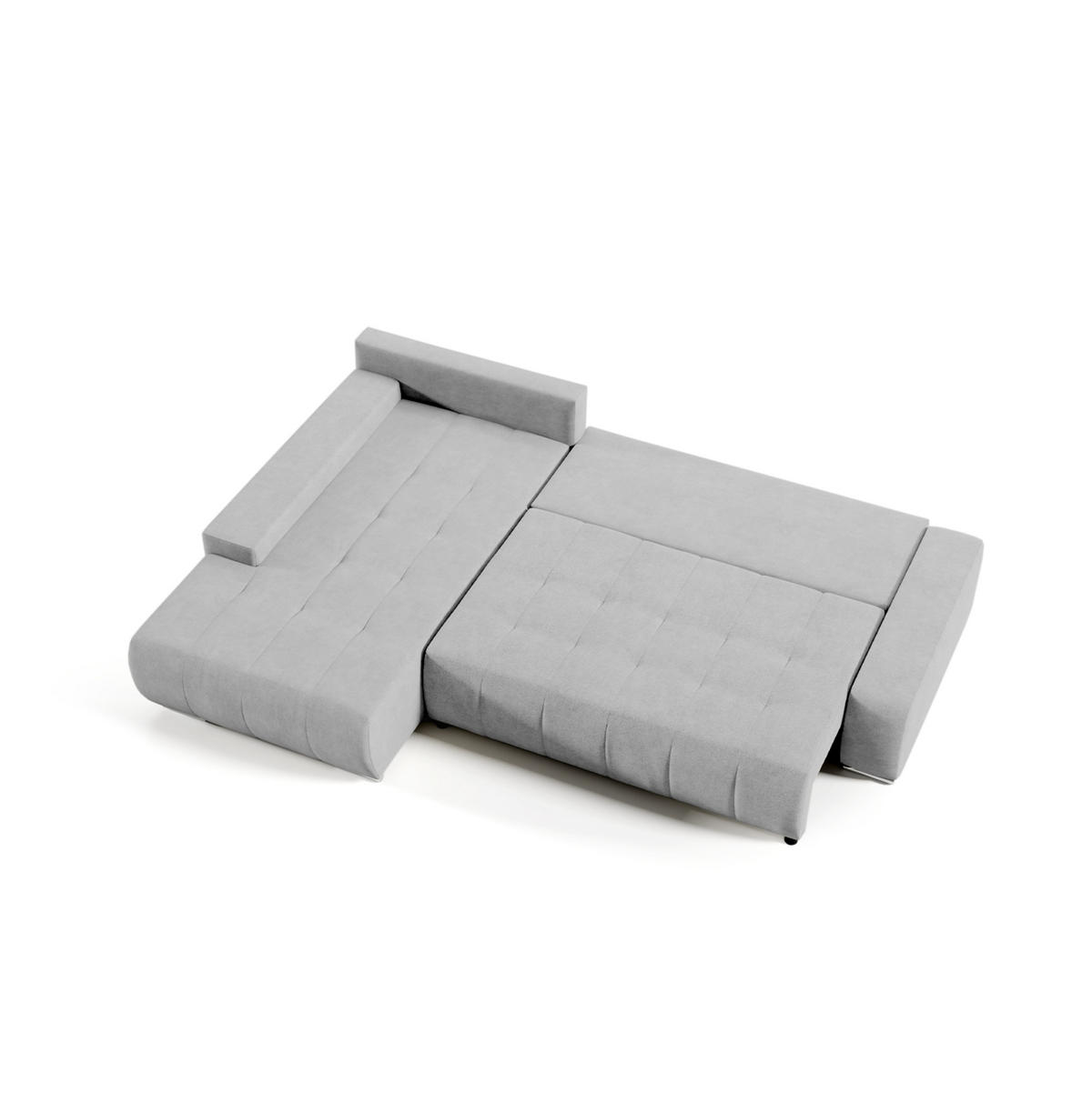 ECKSOFA mit Schlaffunktion Dhaka L, Hellgrau - Hellgrau, Textil (185/265cm) - Fedve
