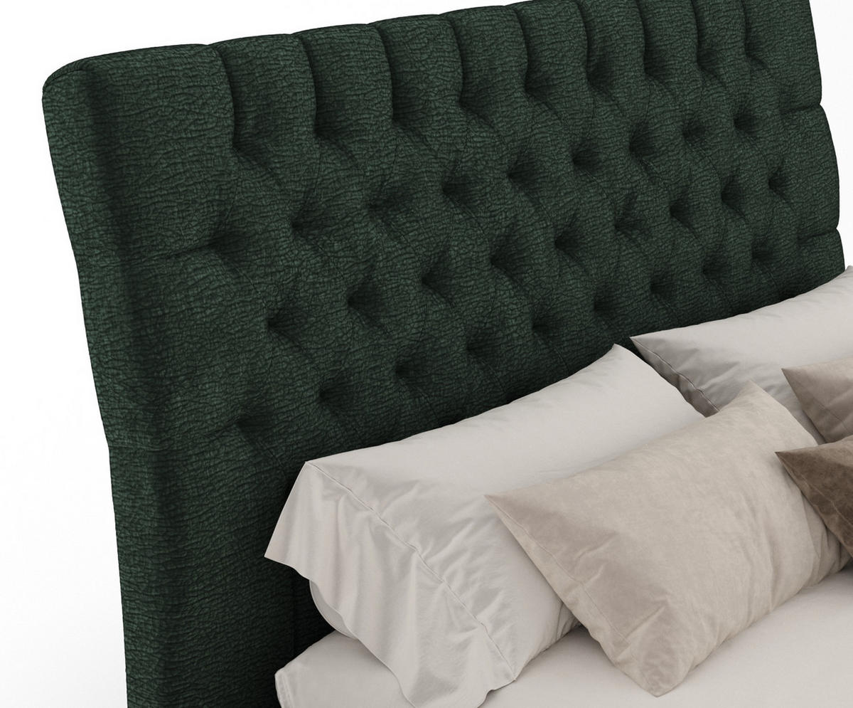 POLSTERBETT Vezzola Dunkelgrün 180/200 cm im Chenille-Stoff - Dunkelgrün/Schwarz, Holz/Holzwerkstoff (180/200cm) - Maison de Reve