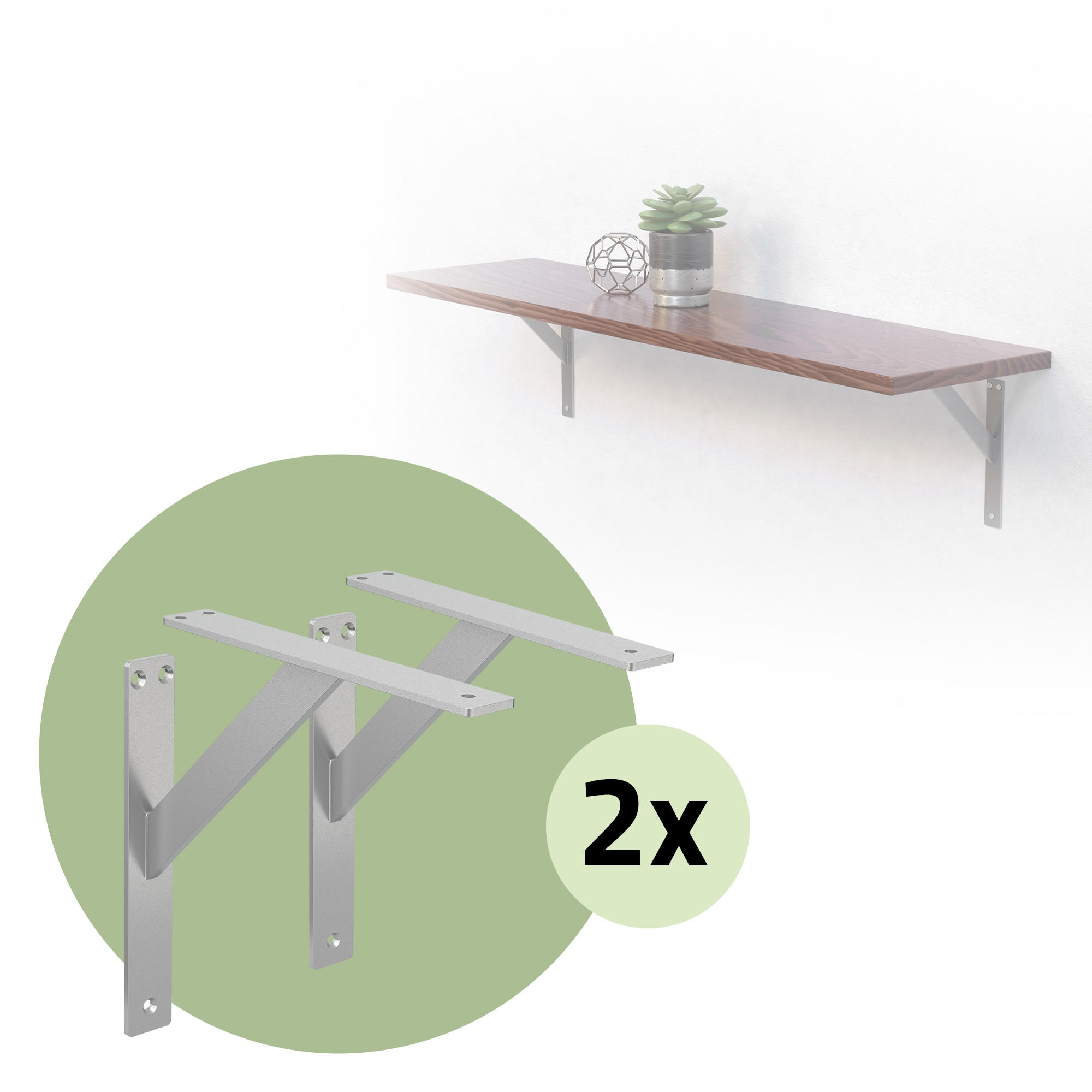 REGALTRÄGER 2er Set - Silberfarben, Metall (24/3/24cm) - ML-DESIGN