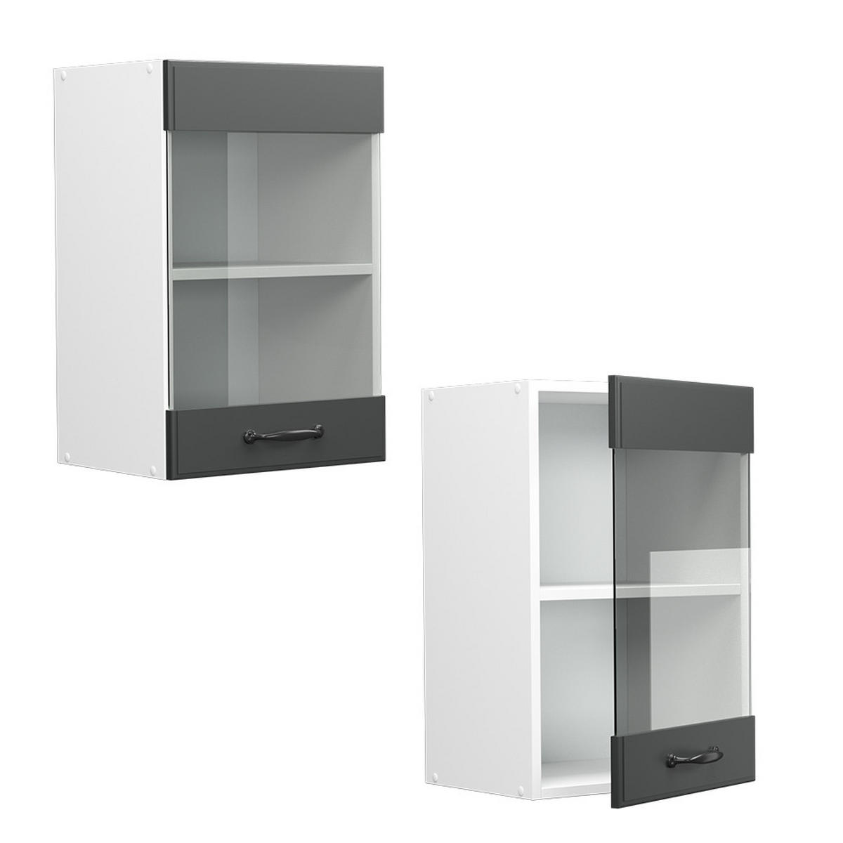 KÜCHENGLASSCHRANK R-Line Anthrazit Landhaus 40 cm - Dunkelgrau/Anthrazit, Holzwerkstoff (40/60/31cm) - Vicco