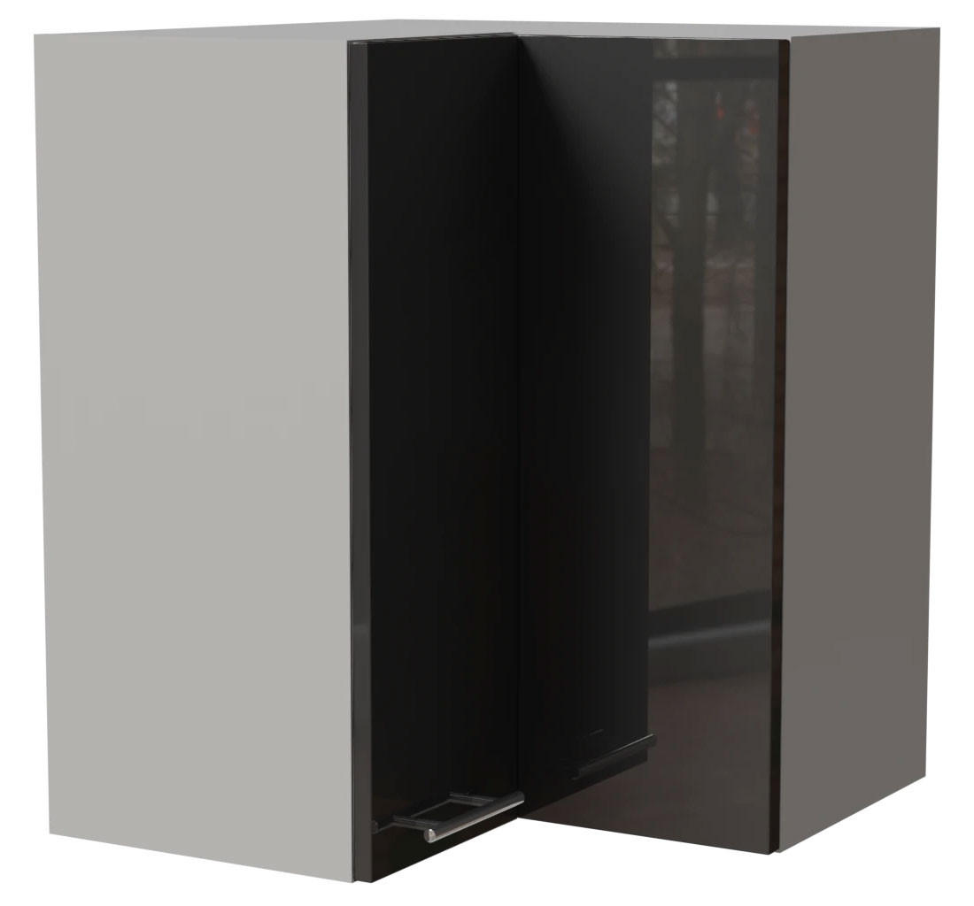 ECKHÄNGESCHRANK Essen W12/60 Graphit Hochglanz / Grau Matt 60 / 60 / 72cm - Graphitfarben/Grau, Holz/Holzwerkstoff (60/72/60cm) - Feldmann-Wohnen