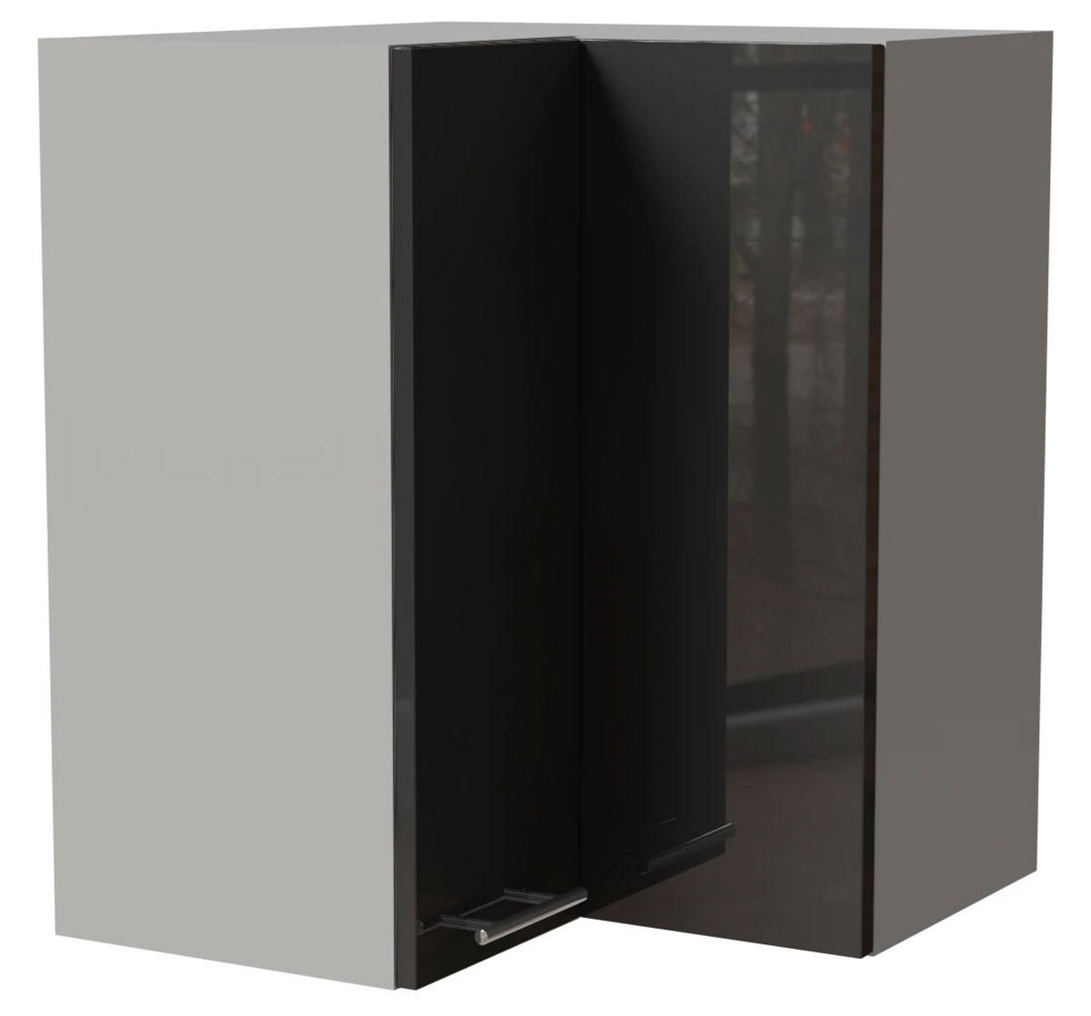 ECKHÄNGESCHRANK Essen W12/60 Graphit Hochglanz / Grau Matt 60 / 60 / 72cm - Graphitfarben/Grau, Holz/Holzwerkstoff (60/72/60cm) - Feldmann-Wohnen