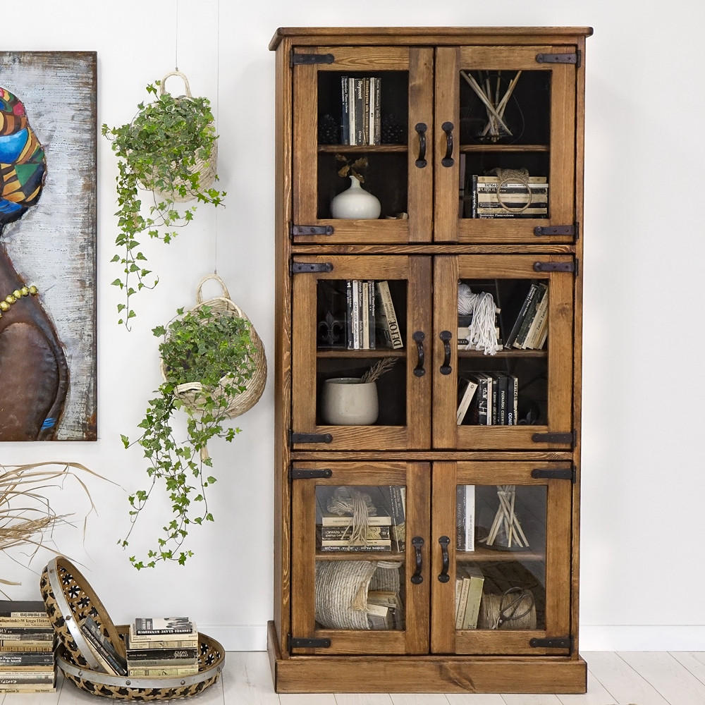 VITRINE aus Massivholz Rustyk 3 - Dunkelbraun/Schwarz, Holz (90/190/40cm) - Seart