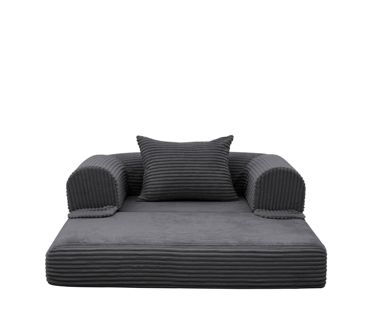 SCHLAFSOFA 2-in-1 aus Kord Grau - Grau, Kunststoff (85/65/120cm) - Meubliv