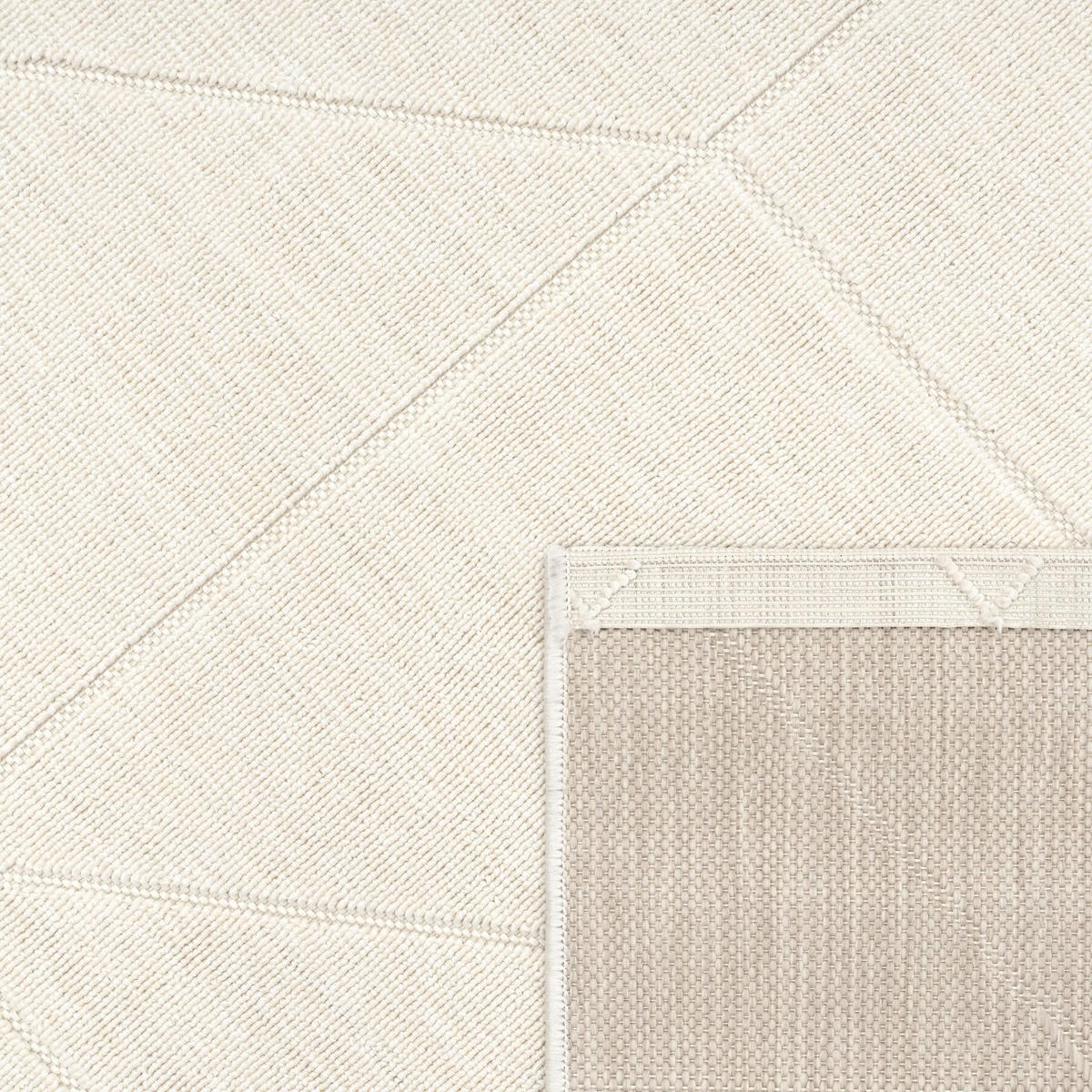 TEPPICH Outdoor Unifarben Geometrisch Balkon, Terrasse schmutzabweisend Creme Rechteckig 120x170 - Creme, Textil (120/170cm) - KADIMA DESIGN