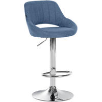 BARHOCKER Stoff Blau - Chromfarben/Blau, Textil/Metall (46.5/85/48cm) - CLP