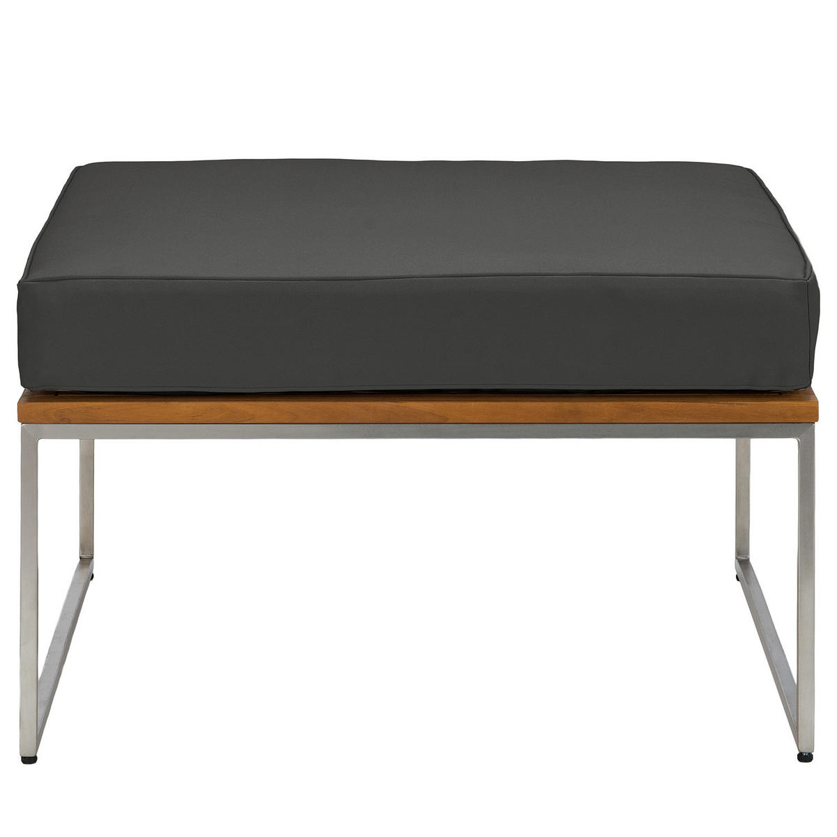 LOUNGEHOCKER - Webstoff / Teak massiv - Anthrazit, Holz/Textil (70/43/70cm) - home24