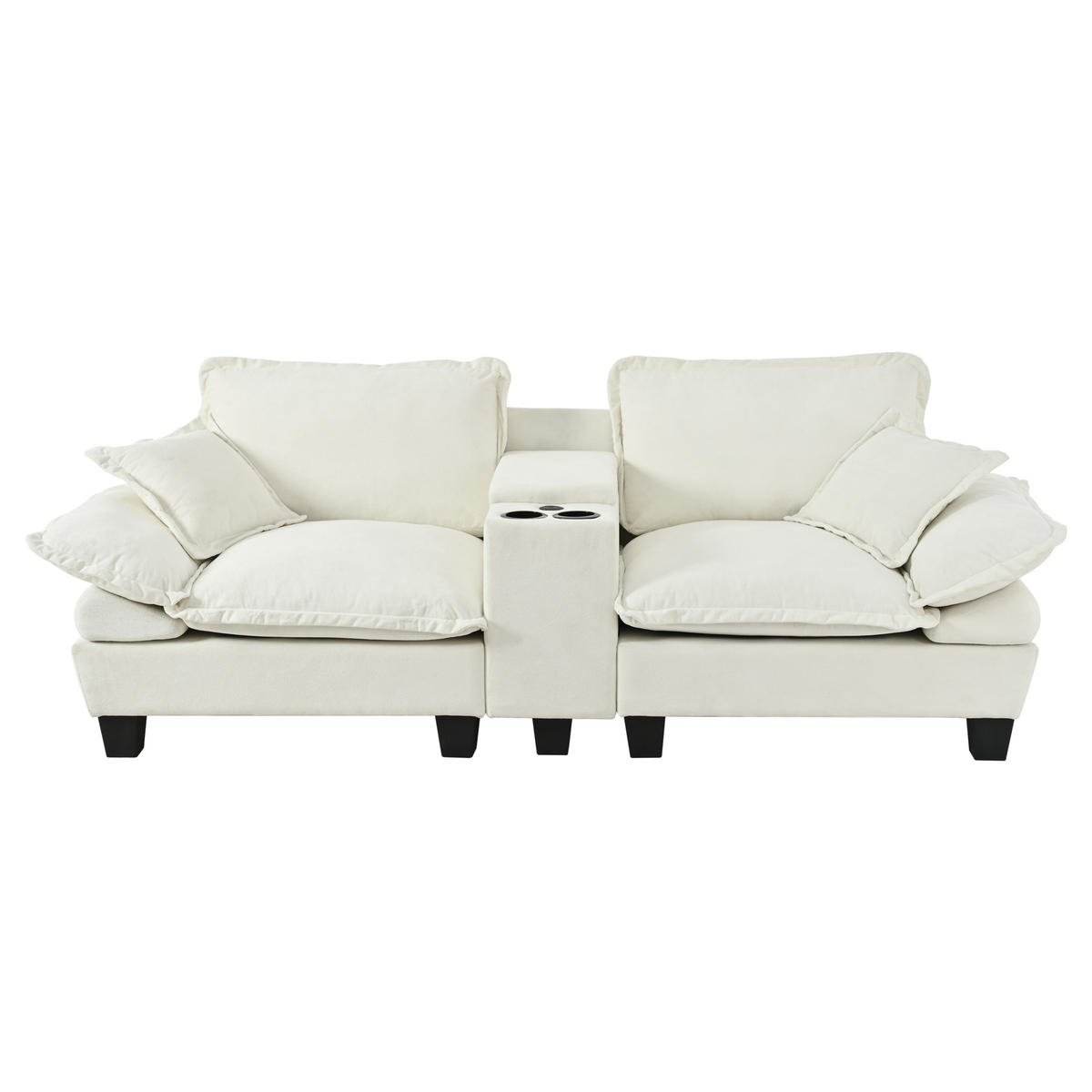 SOFA 2-Sitzer aus Chenille mit USB-Ladeanschlüssen & Stauraum, beige - Beige, Textil (82/90/224cm) - Luhomfu