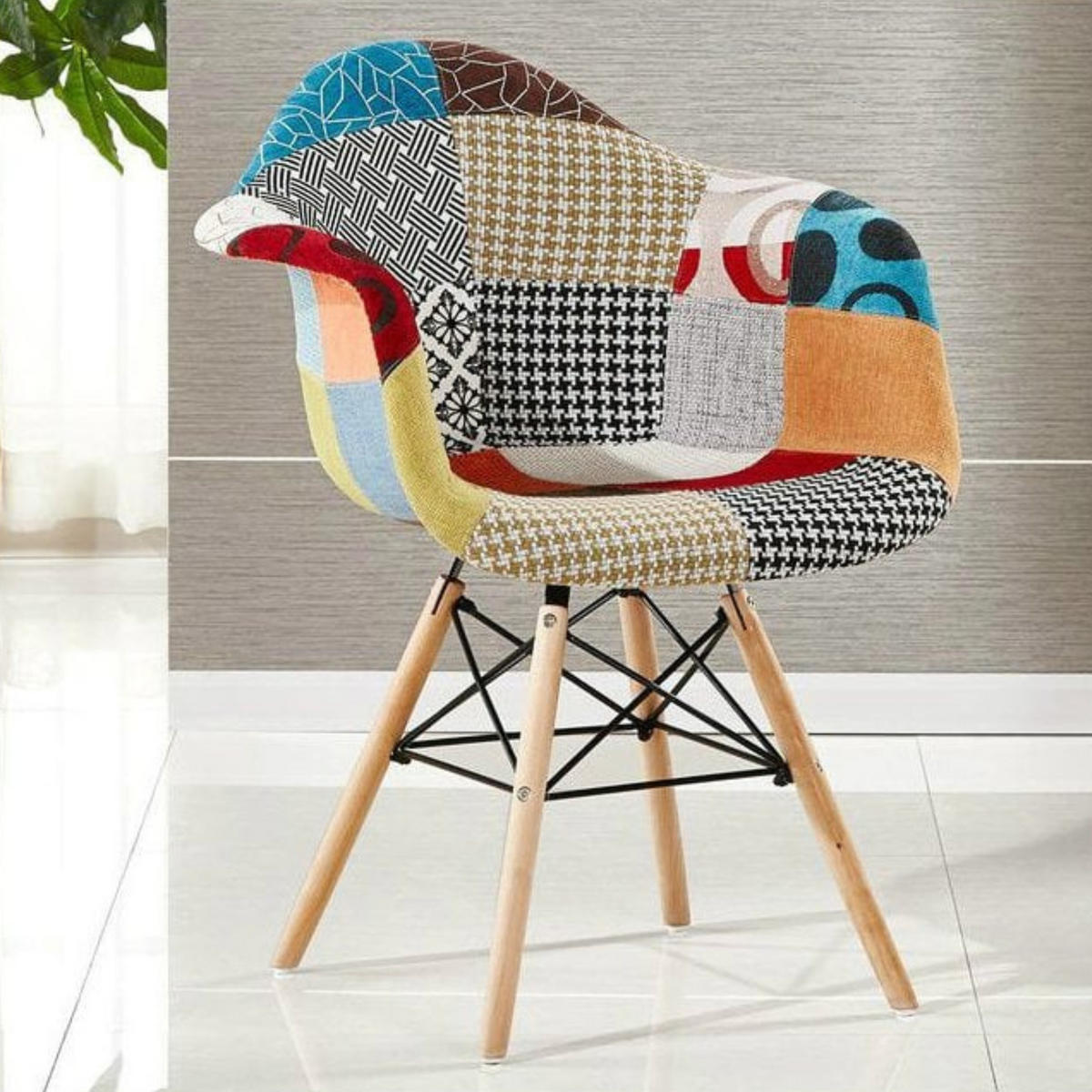 ARMLEHNSTUHL Stoff Mehrfarbig - Multicolor, Holz (63/83/50cm) - Life Interiors