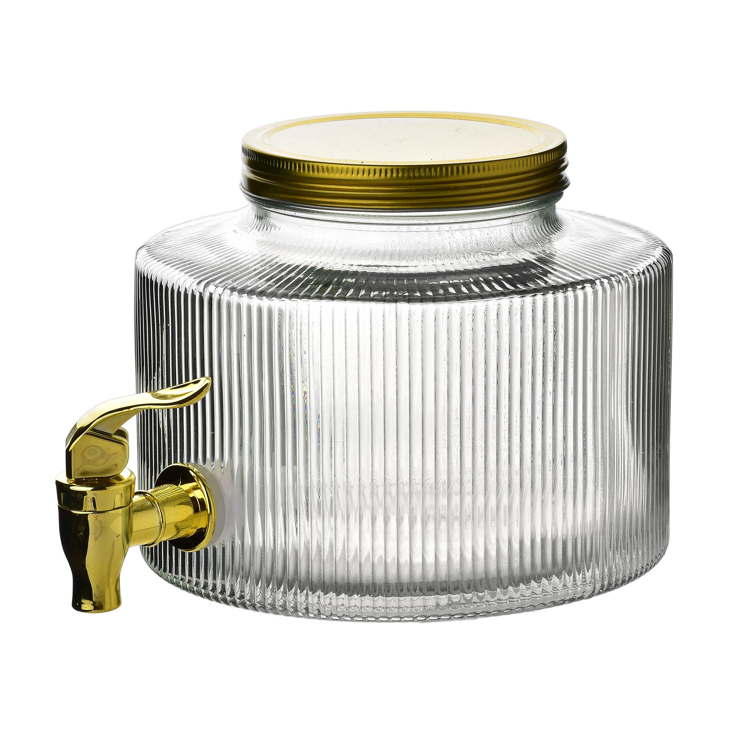 KRUG Modern Kitchen 10,5/18/15cm Glas - Klar/Goldfarben, Glas (18.5/16/18.5cm) - Mondex