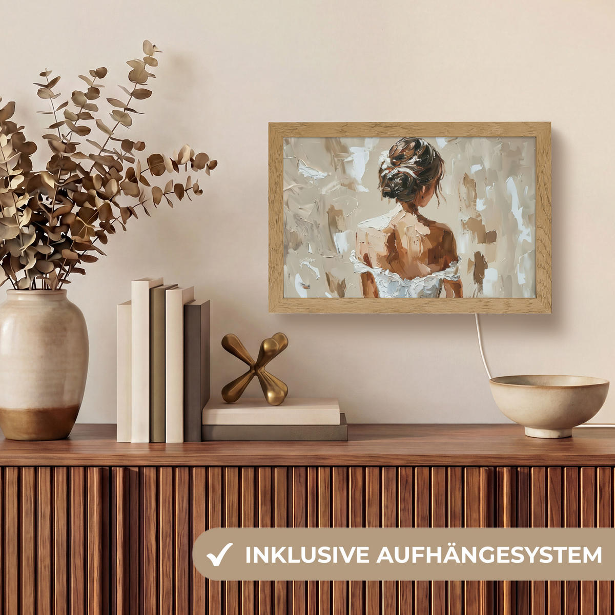 TISCHLEUCHTE Frau - Farbe - Abstrakt - Beige - Modern 30x20 cm - Brombeere, Holzwerkstoff (8/30/20cm) - OnlyWow