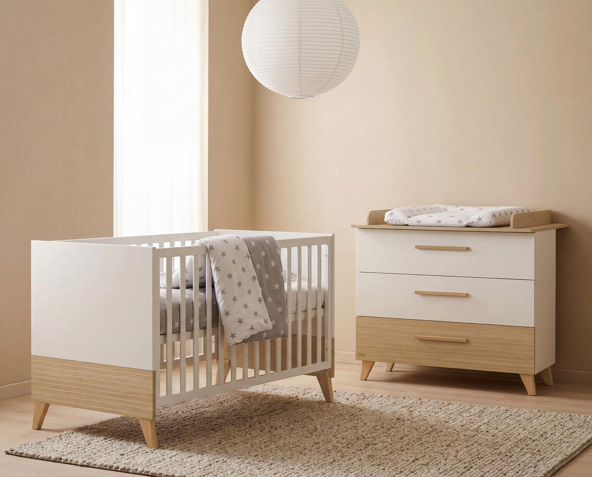 WICKELKOMMODE Theo - Eichefarben/Weiß, Holz/Holzwerkstoff (110/98/75cm) - Roba