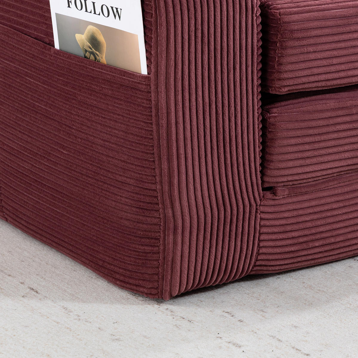 SCHLAFSOFA 2-Sitzer Sofa mit 2 Zierkissen,Lounge Sofa,Polstersofa,Cord,Weinrot - Rot, Textil (136/82.5/80cm) - LVHOM