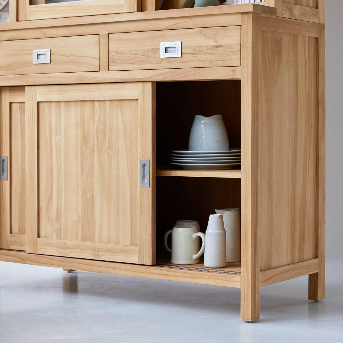 GESCHIRRSCHRANK Heidi Natur aus Teak - Naturfarben, Holz (122/233/50cm) - Tikamoon