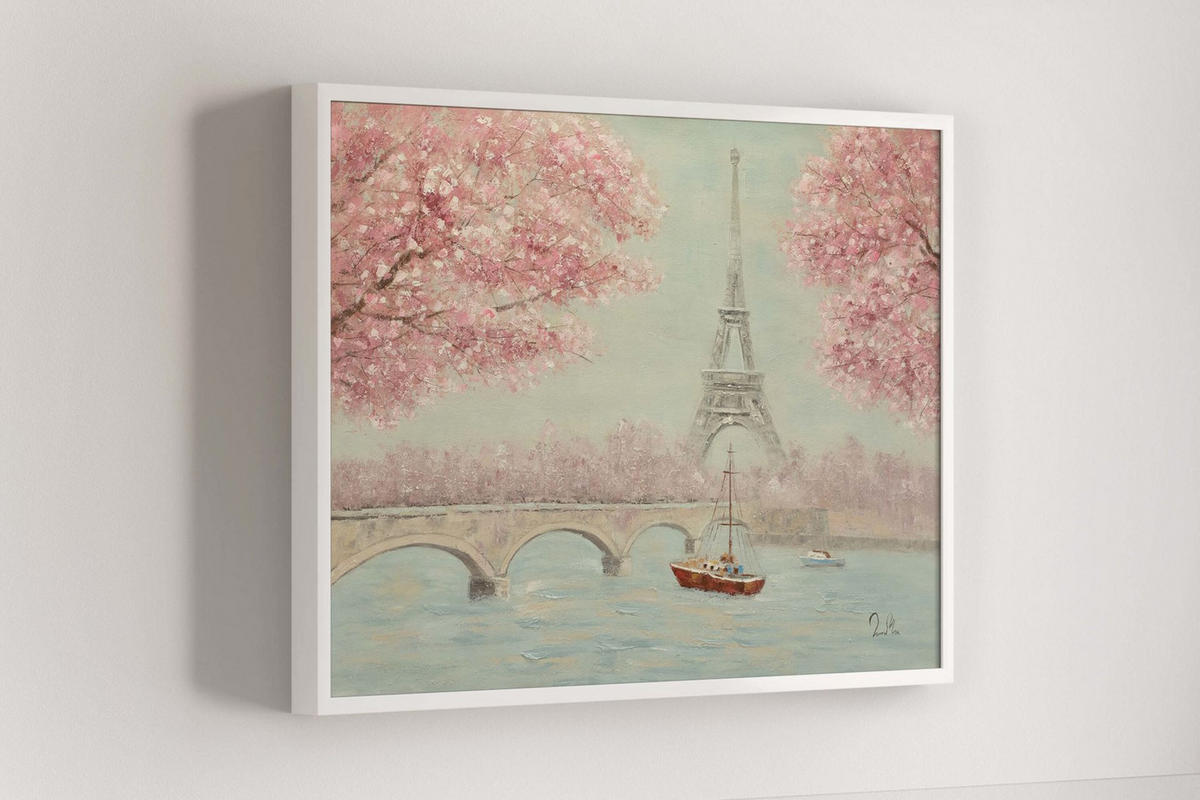 OLEJOMAĽBA 100/70 cm, More a pláž - modrá/pink, drevo/textil (100/70cm) - KUNSTLOFT
