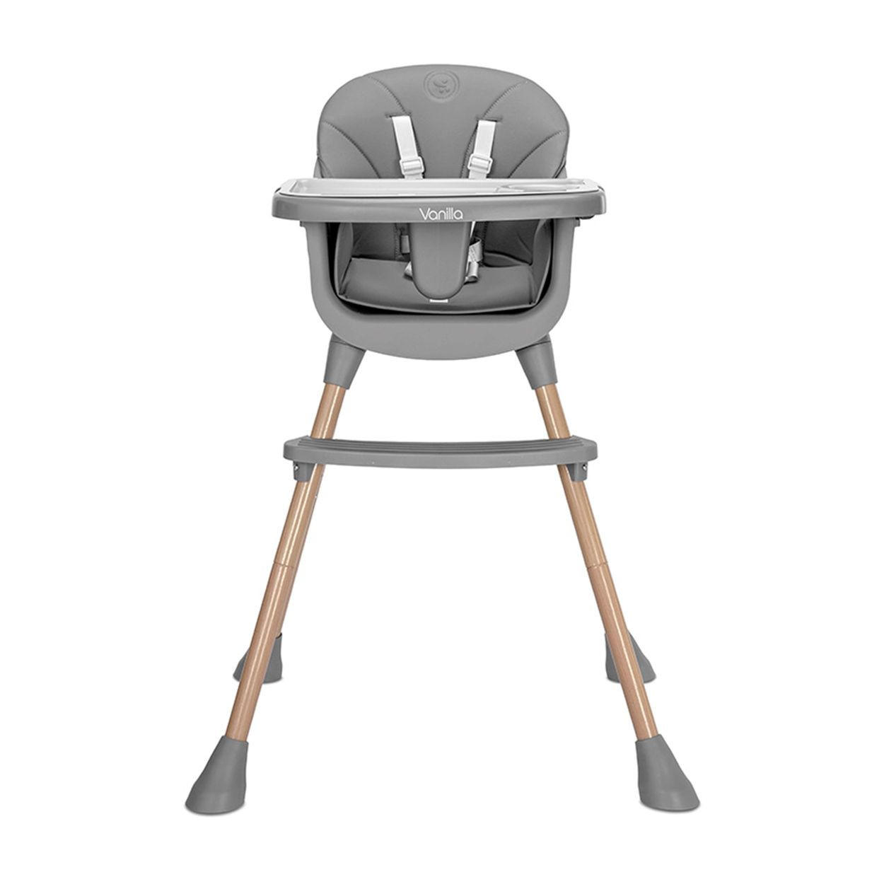 HOCHSTUHL Vanilla 3 in 1 grau Kinderstuhl, Tablett, Fußstütze, Gurt - Grau, Kunststoff (66/94/60cm) - Lorelli