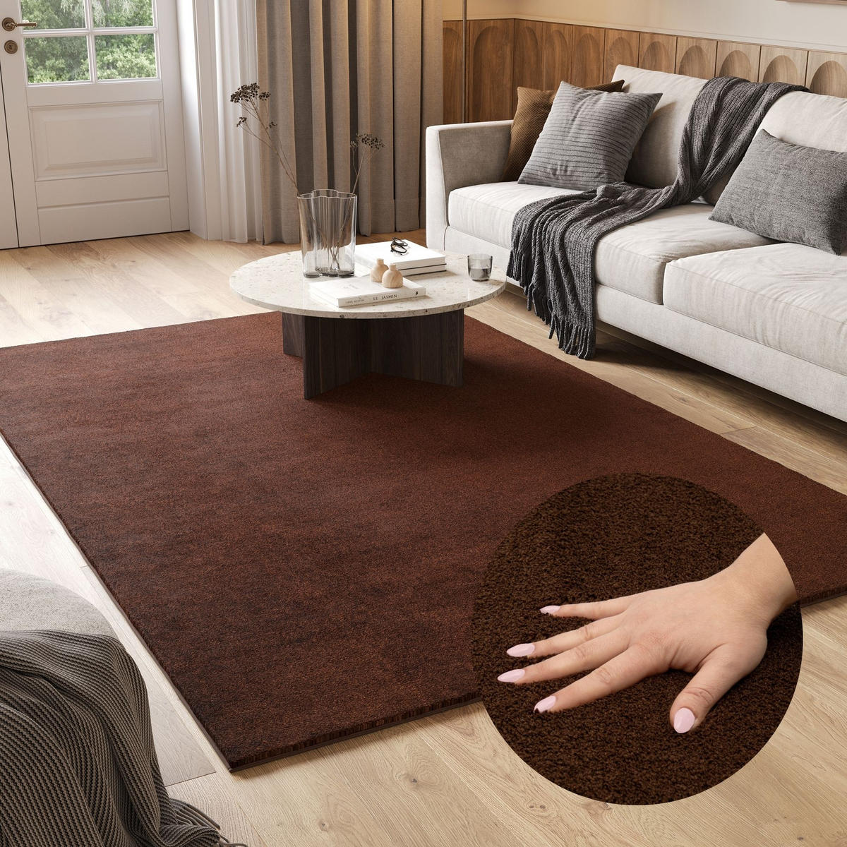 TEPPICH CUDDLE Braun 180/250 cm - Braun, Textil (180/250cm) - Tapiso