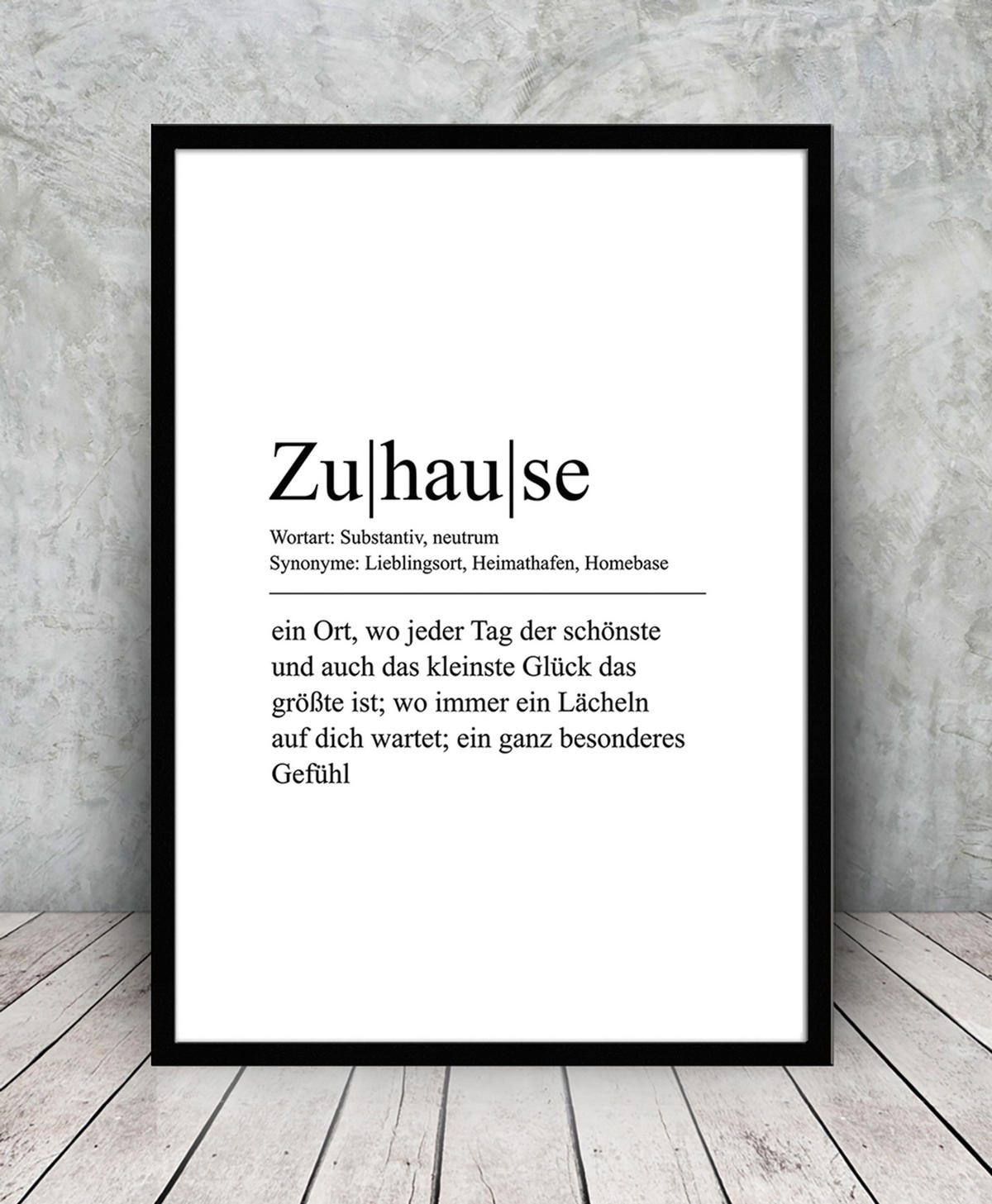 BILD mit Rahmen 51x71 cm Spruch: Zuhause Definition - Weiß, Holz (51/71cm) - artissimo