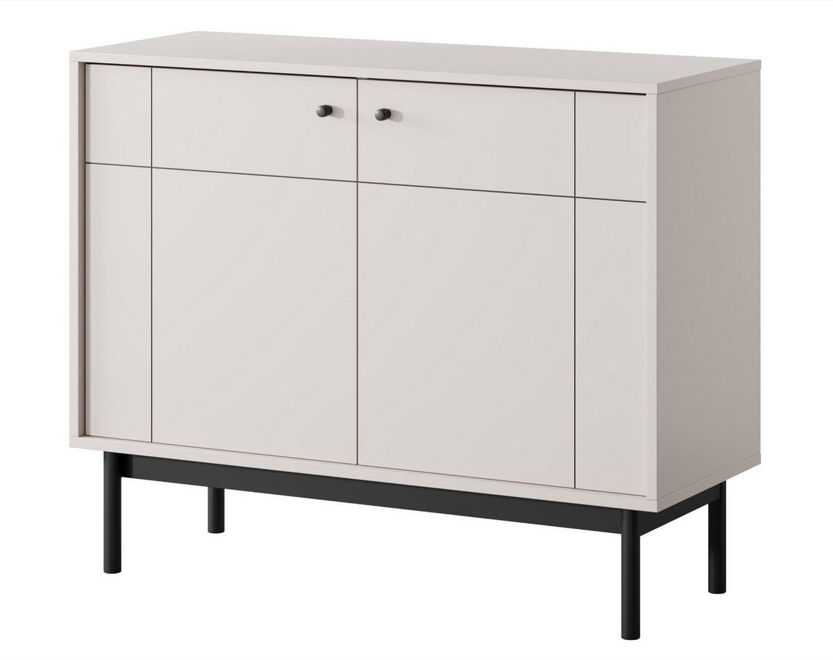 SIDEBOARD Japandies Greige 104 cm - Taupe/Schwarz, Holz/Holzwerkstoff (103.5/83.5/39cm) - Selsey