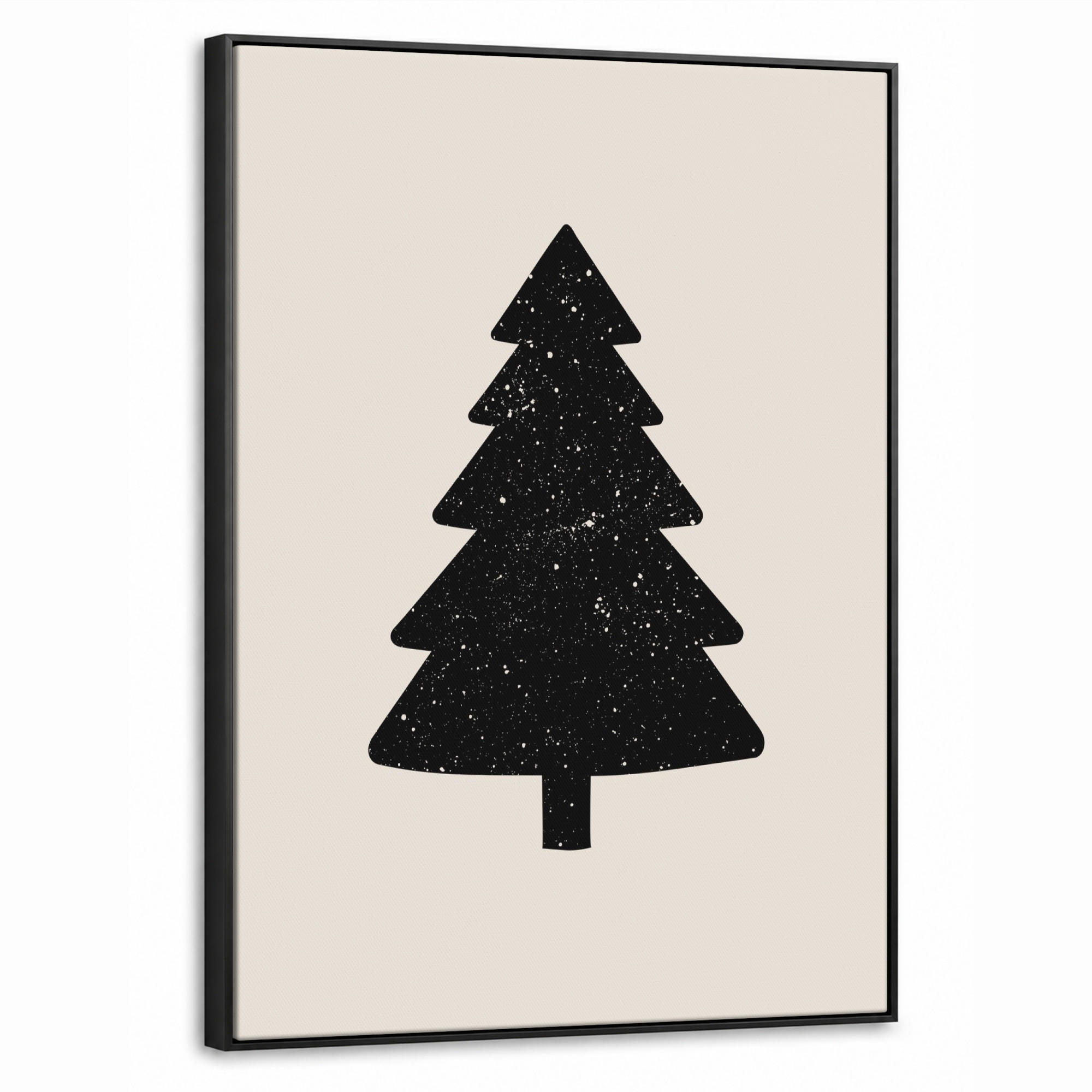 LEINWAND Bilder mit Rahmen - Weihnachtsbaum - Schwarz - Urlaub - Beige - 70x100 - Schwarz, Textil (70/100cm) - MuchoWow