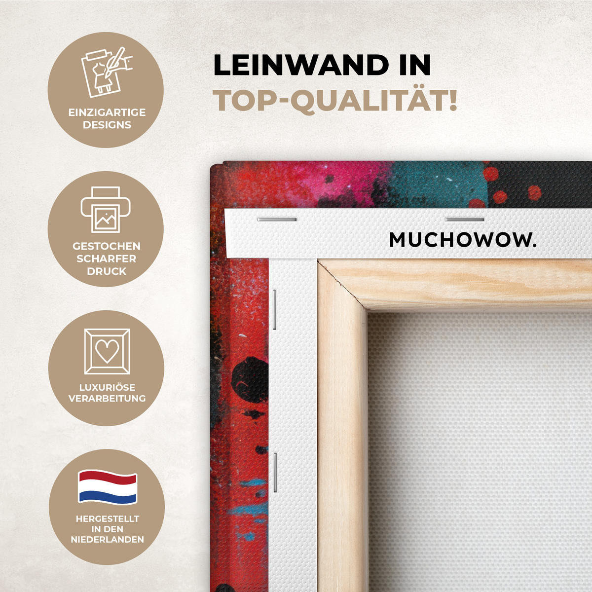 LEINWANDBILD Farbflächen - Formen - Bunt - Abstrakt Deko Wohnzimmer 20x20 cm - Pink, Textil (20/20cm) - MuchoWow