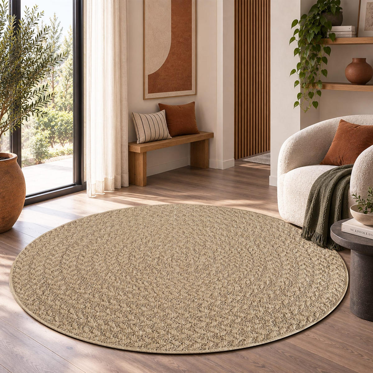 OUTDOORTEPPICH 160/160 cm Waregem 630 - Beige, Kunststoff (160/160cm) - Paco Home