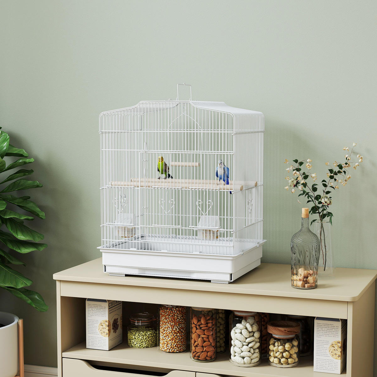 VOGELKÄFIG DE-10851 Vintage-Design für kleine Vogelarten Weiß - Weiß, Metall (36/59/46.5cm) - ComfortXL