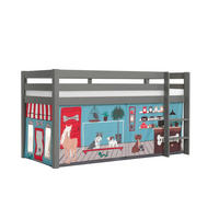 KINDERBETT Karolina 210x114x106 Massivholz Grau Textilset Pet Shop - Blaugrau/Grau, Holz (90/200cm) - 58aufmkessel