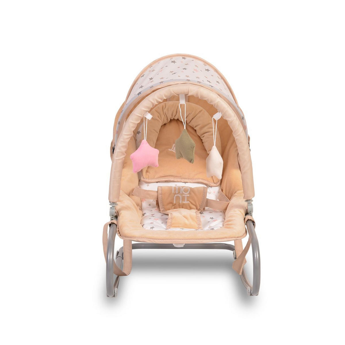 BABYWIPPE Lulu beige verstellbare Sitzposition, Spielbogen, Tragehenkel, Metallrahmen - Beige, Metall - Moni