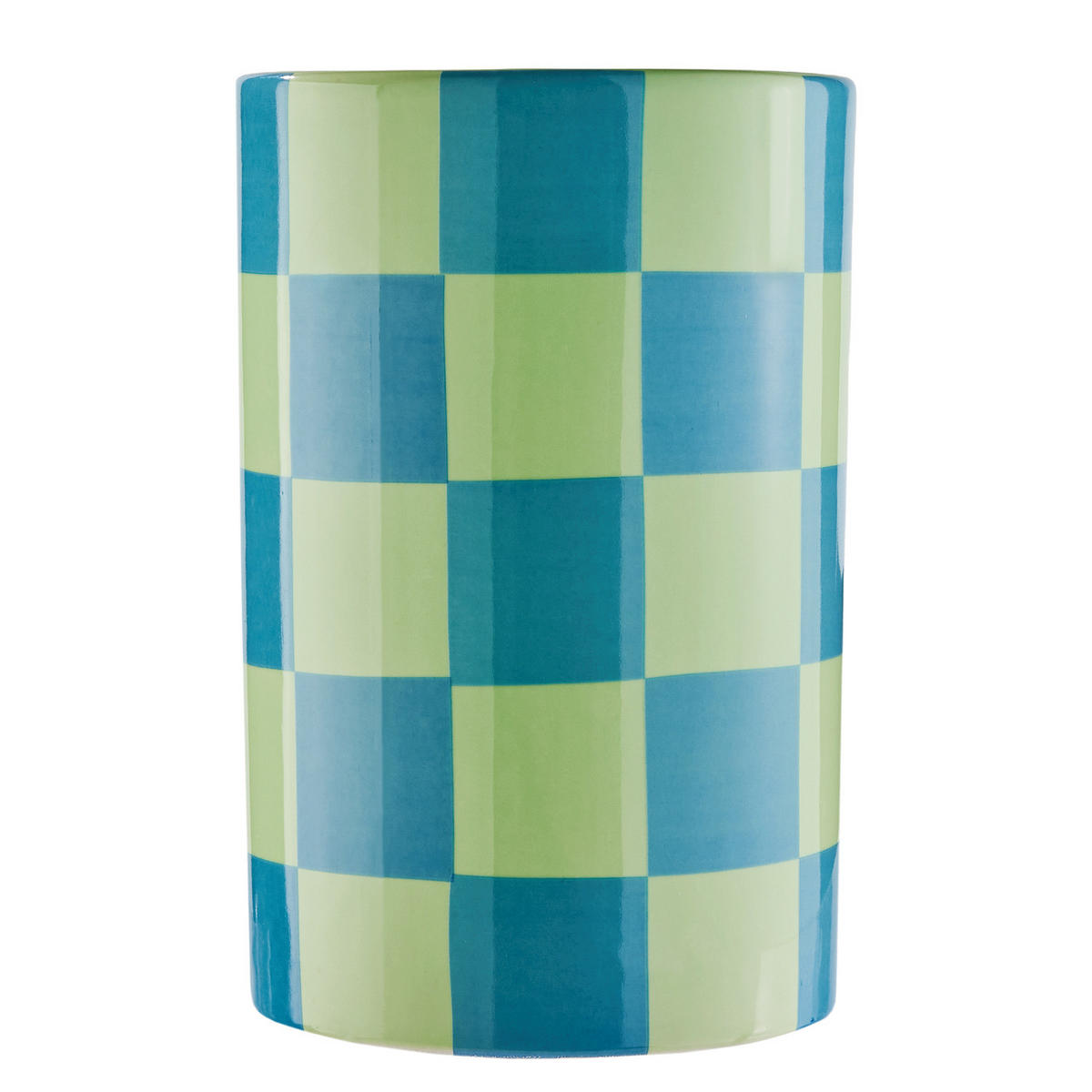 VASE Checker Ø20cm - Blau/Grün, Stein (22cm) - Butlers