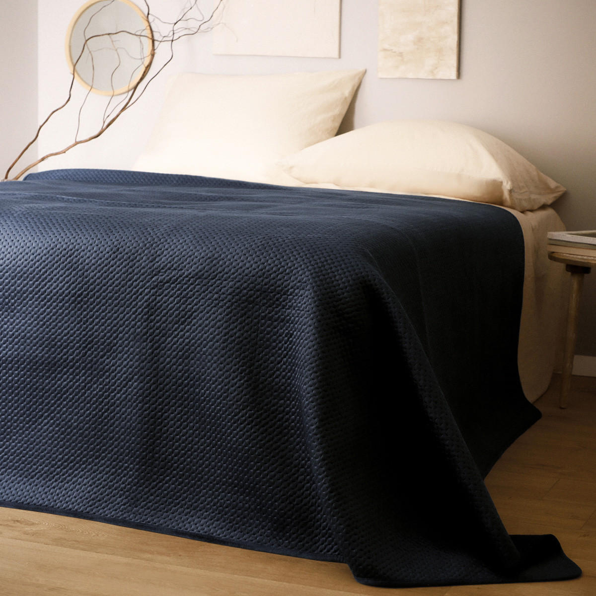 TAGESDECKE Zemi dunkelblau 200/220 cm - Dunkelblau, Textil (200/220cm) - Homla