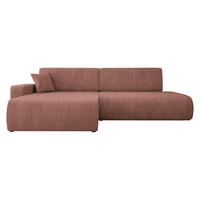 ECKSOFA Piano O Cord - Schwarz/Rosa, Holz/Kunststoff (262/145cm) - MIRJAN24