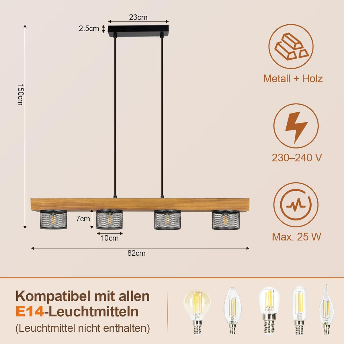 PENDELLEUCHTE 10/82/150cm - Schwarz, Metall (82/10/150cm) - Nettlife