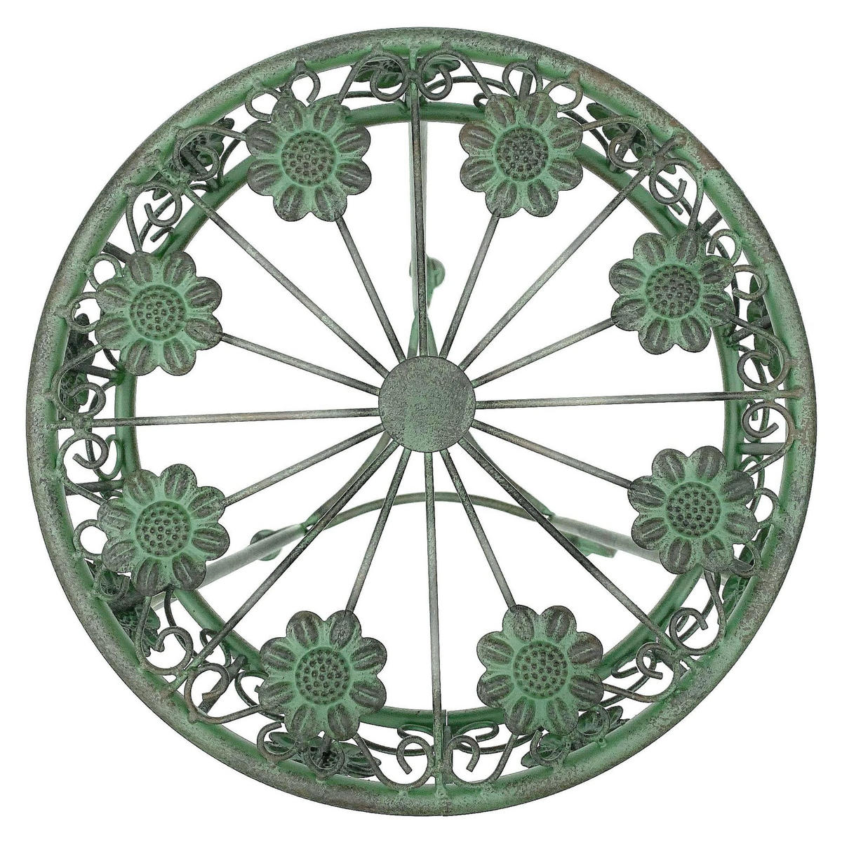 BLUMENHOCKER rund Metall Grün antik 36/36/75 cm - Grün, Metall (36/75/36cm) - DanDiBo