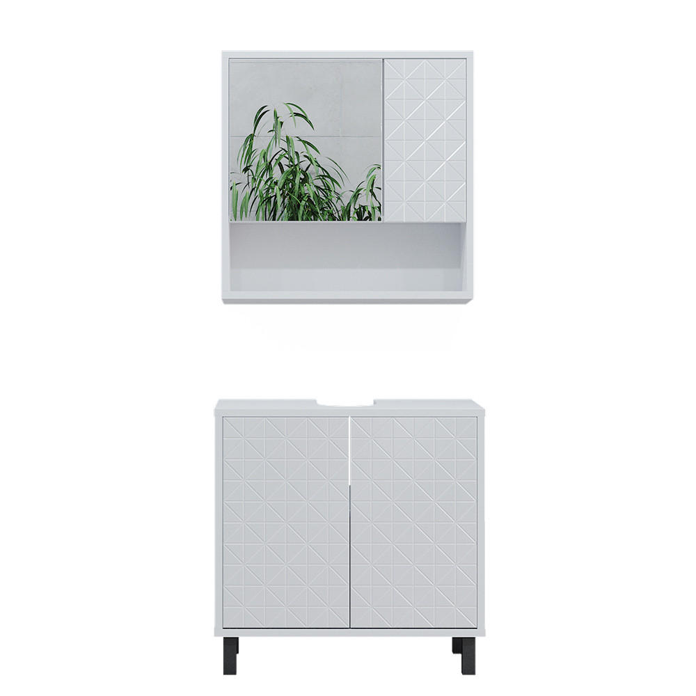 BADMÖBEL-SET Agasta Weiß 2 Teile - Weiß, Holzwerkstoff (56/57/28cm) - Vicco
