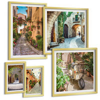 BILDER SET 5er Set - 50x50 cm & 20x30 cm & 40x60 cm Goldrahmen - Porträts von Frauen mit Lippen - Goldfarben, Kunststoff (40/60cm) - TULUP