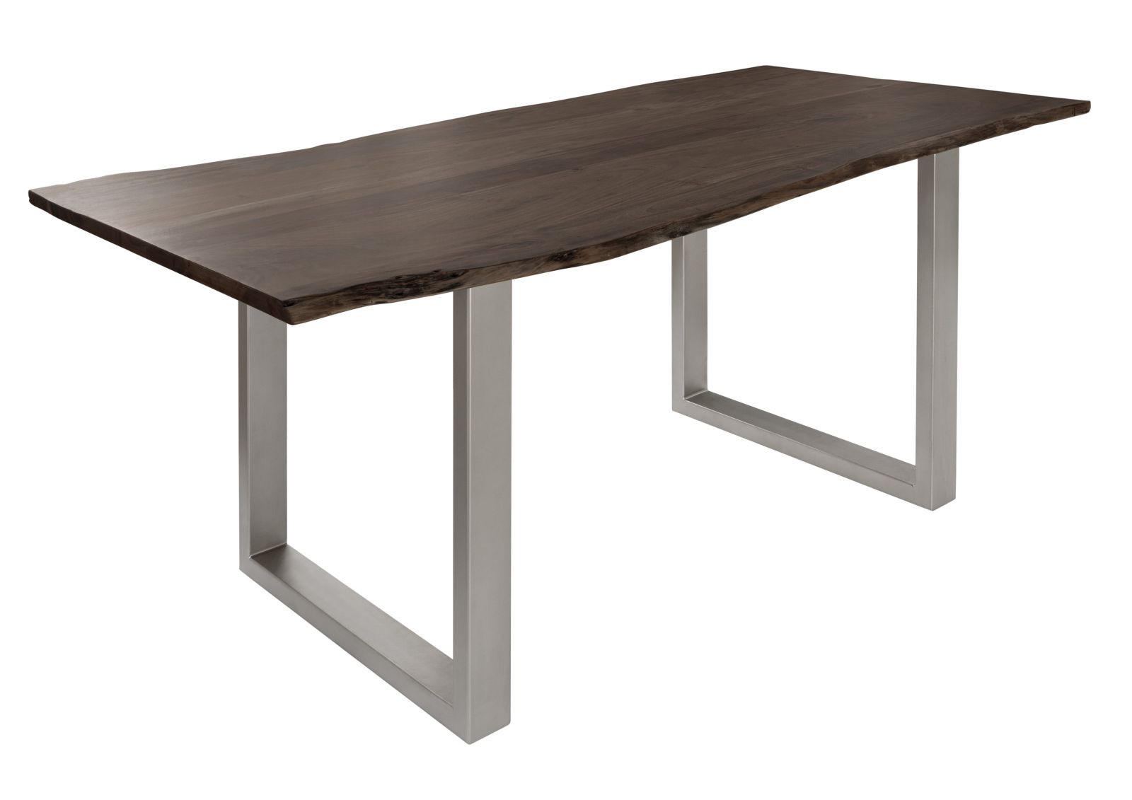 BAUMTISCH Akazie 200x100x76 grau Beine silber matt FREEFORM 3 - Grau, Holz (100/200/76cm) - Massivmoebel24