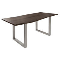 BAUMTISCH Akazie 200x100x76 grau Beine silber matt FREEFORM 3 - Grau, Holz (100/200/76cm) - Massivmoebel24