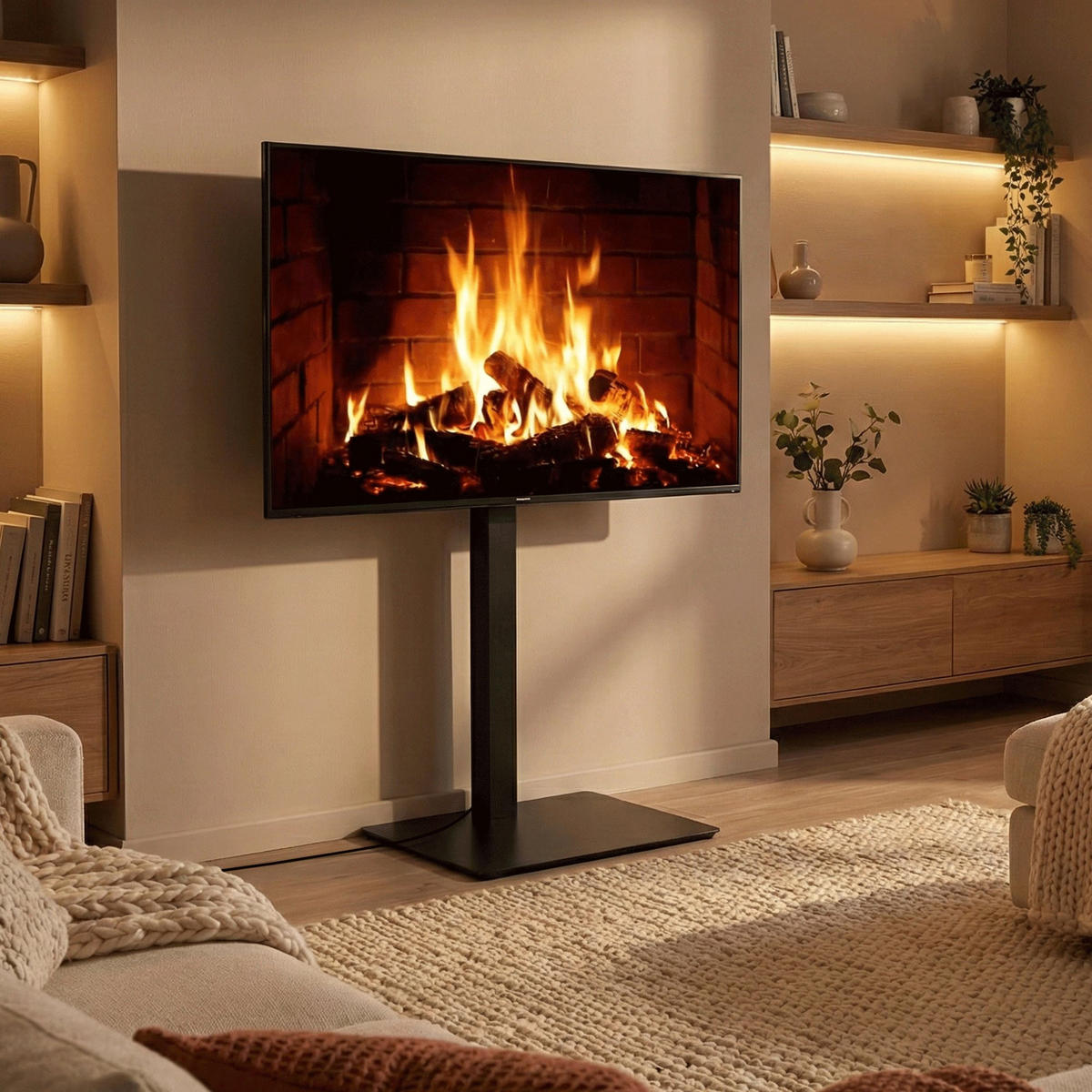 TV RACK Metall Schwarz-Matt - Schwarz, Metall (64/100/53cm) - CLP