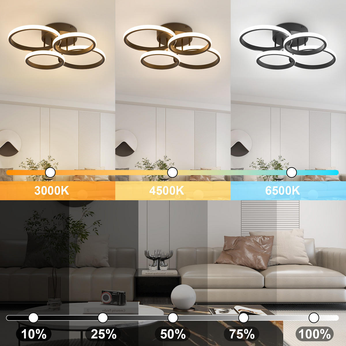 LED-DECKENLEUCHTE Xalvor 41.5/52.5/11.8 cm - Schwarz, Metall (52.5/41.5/11.8cm) - ZMH