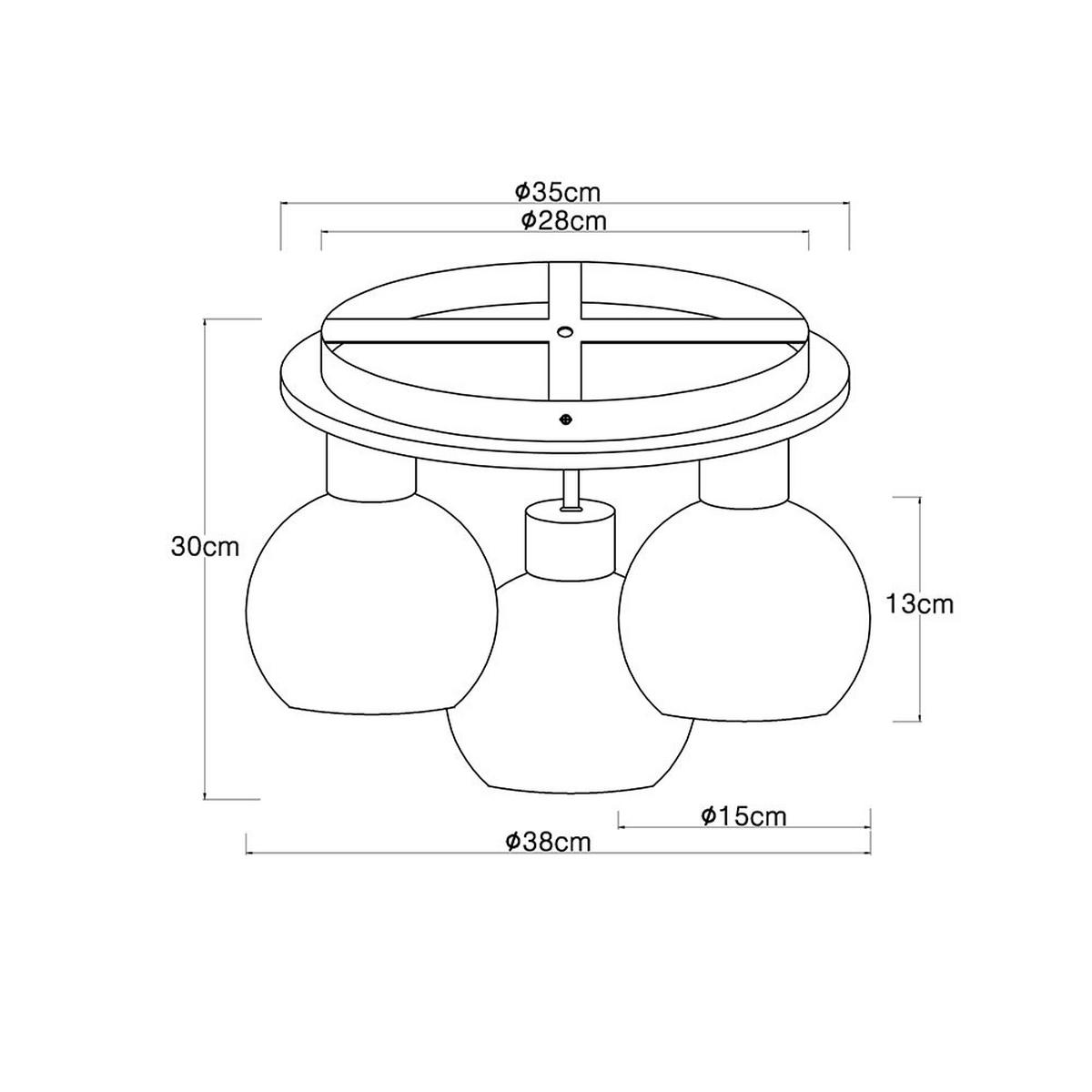 DECKENLEUCHTE MDF Braun Rauchglas - Braun, Glas (38/38/30cm) - Globo Lighting