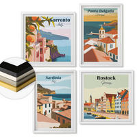WANDBILDER 4er-Set - 50x50 cm & 40x60 cm Weißer Rahmen - Ansichten europäischer Häfen - Weiß, Kunststoff (50/50cm) - ArtPrintCave