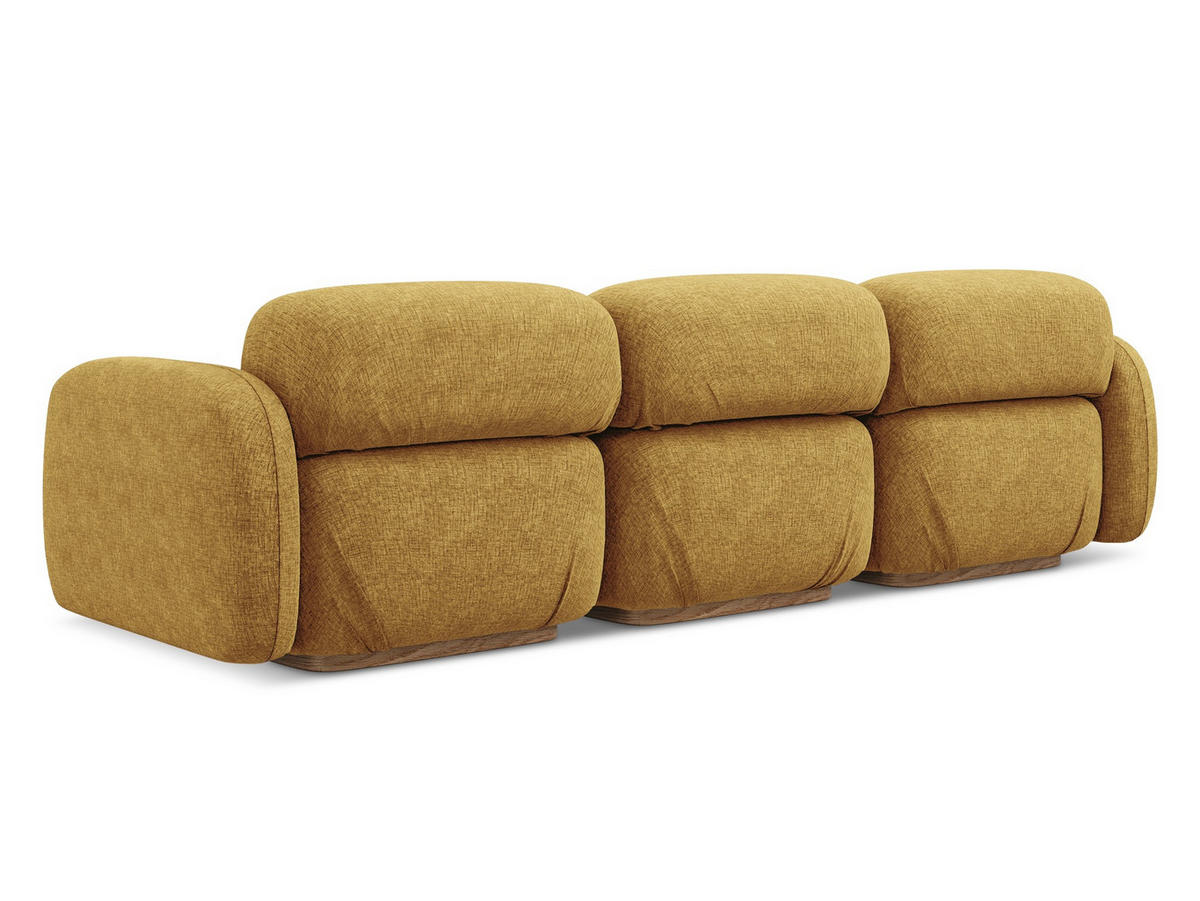 4-SITZER-SOFA Chenille Stoff Gelb - Currygelb/Gelb, Holz/Textil (270/73/95cm) - Makamii