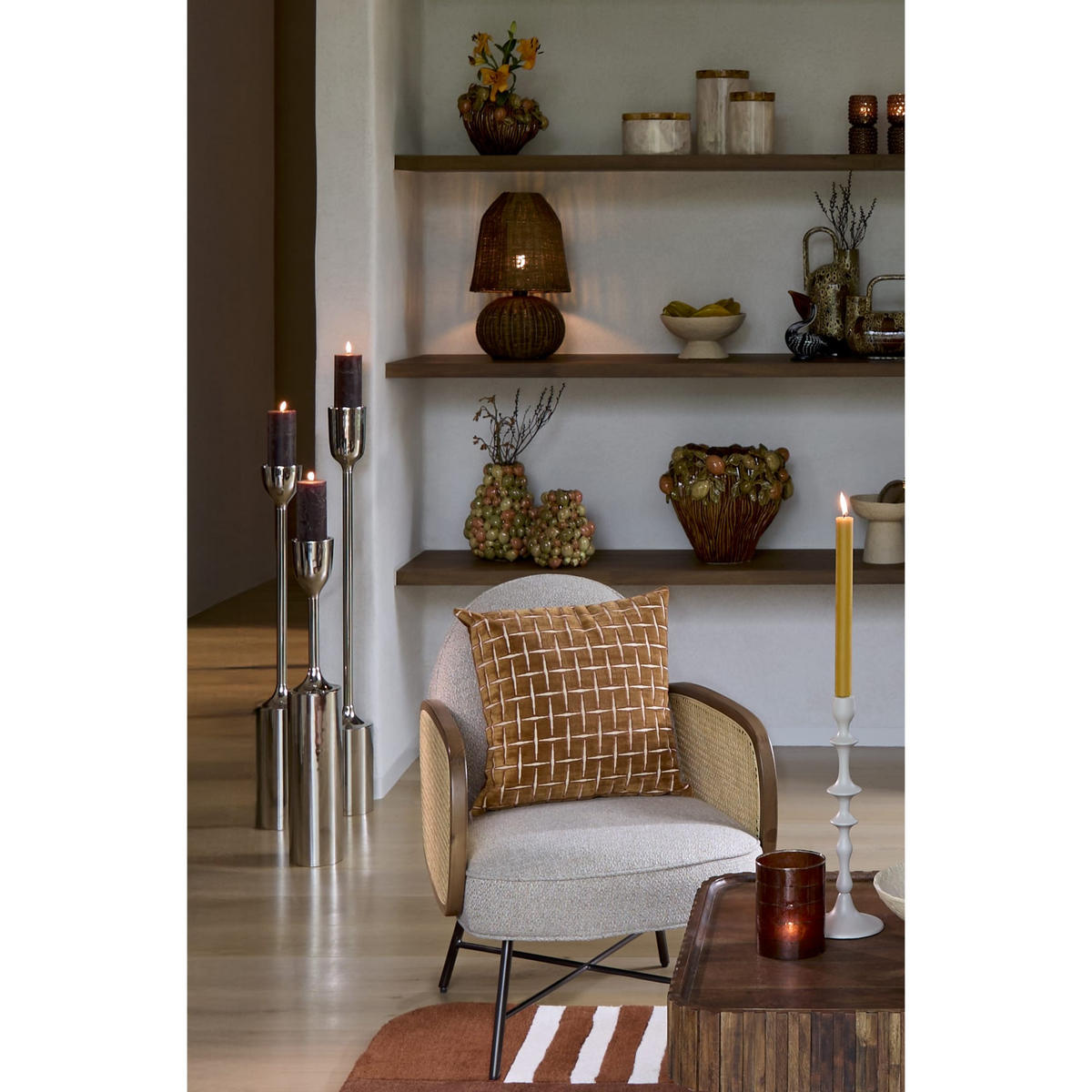 KERZENLEUCHTER Velez Silber 13/13/104 cm - Silberfarben, Metall (13/104/13cm) - Light & Living